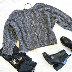 Gap Women's Sweater Size Medium Merino Wool Blend Black White Retro Y2K Winter